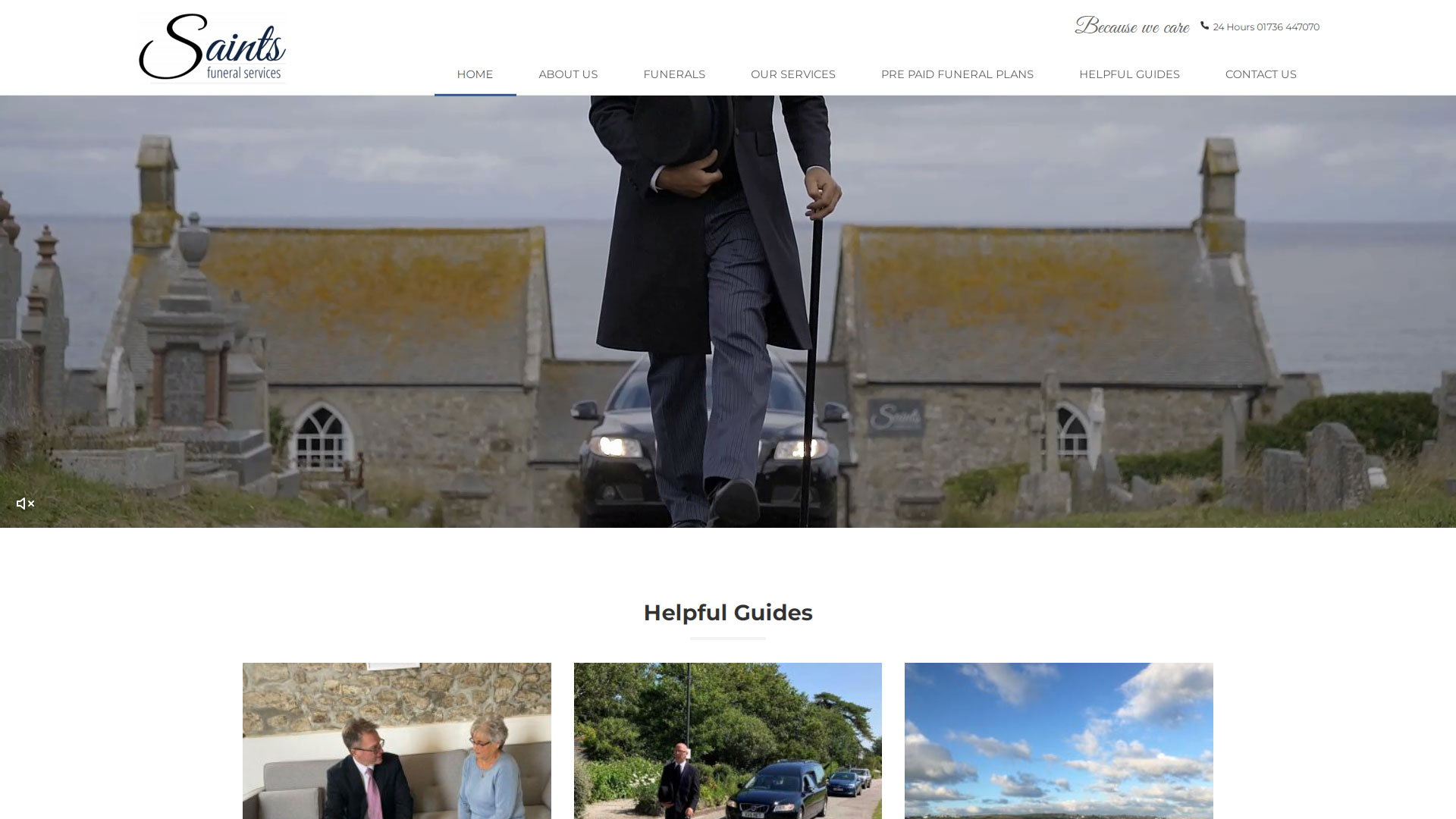 Saints funerals home page as displayed on a p.c