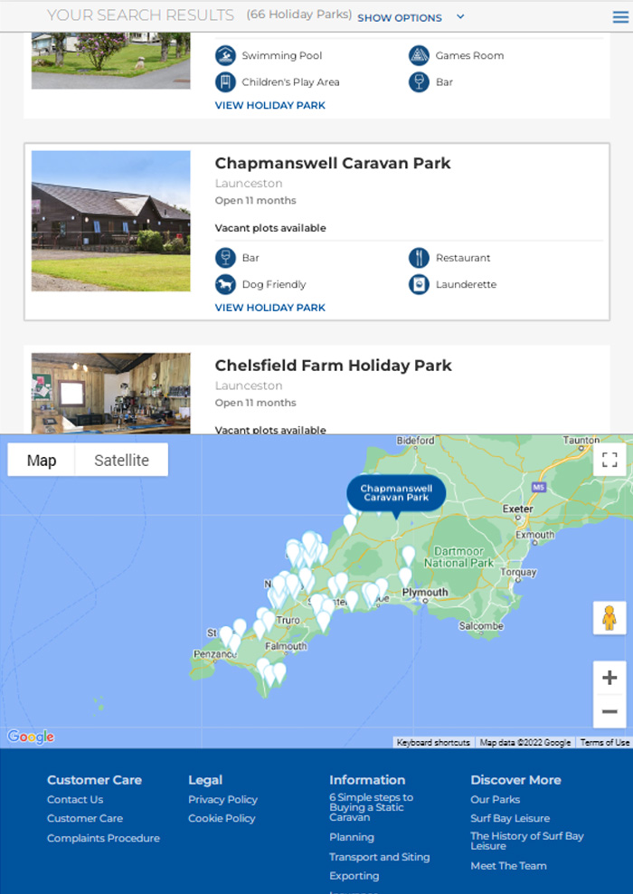 The new surfbay Leisure website viewed on a tablet