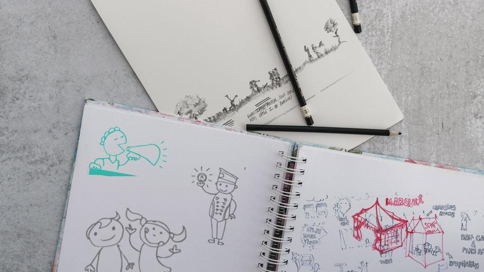 Illustrations,sketches and idea generation for design 